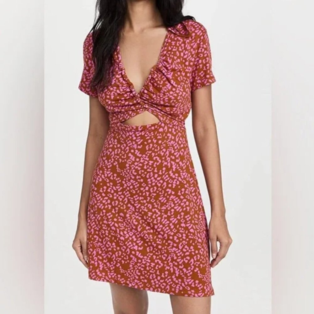 NWT Free People Marsaille mini wrap dress rust combo cutout M